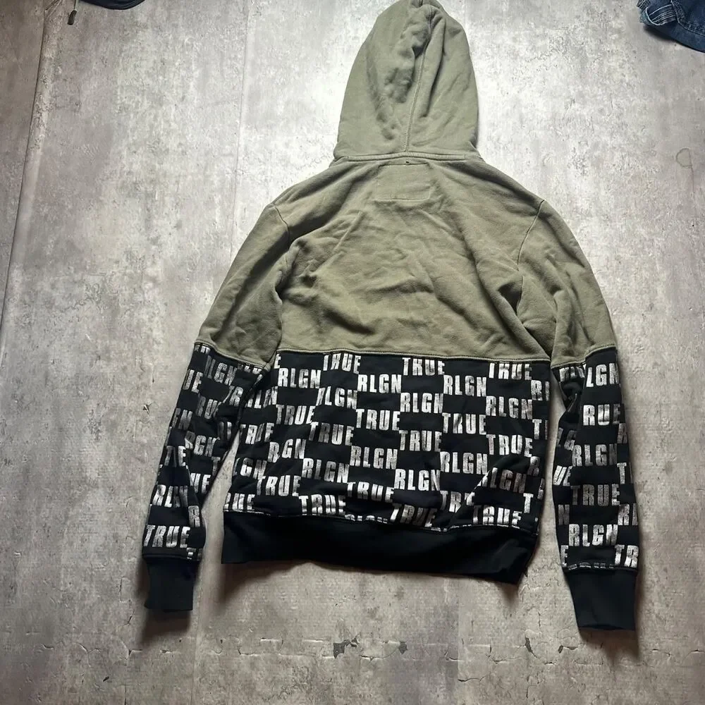 True-religion Men's Green and Khaki Hoodie